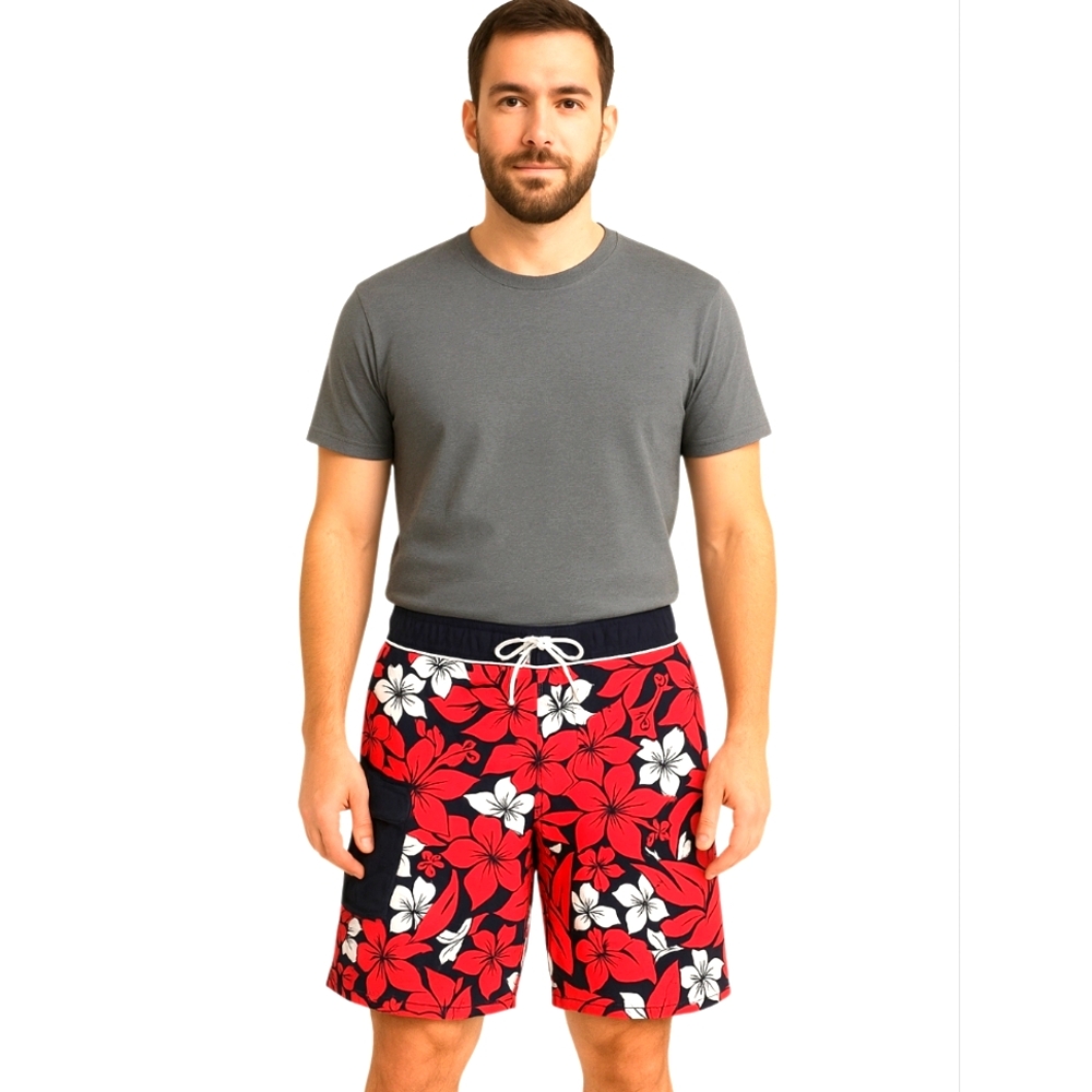 Red Floral Swim Shorts Surf Gear STIG M 4th of July Pre-owned Circular Fashion